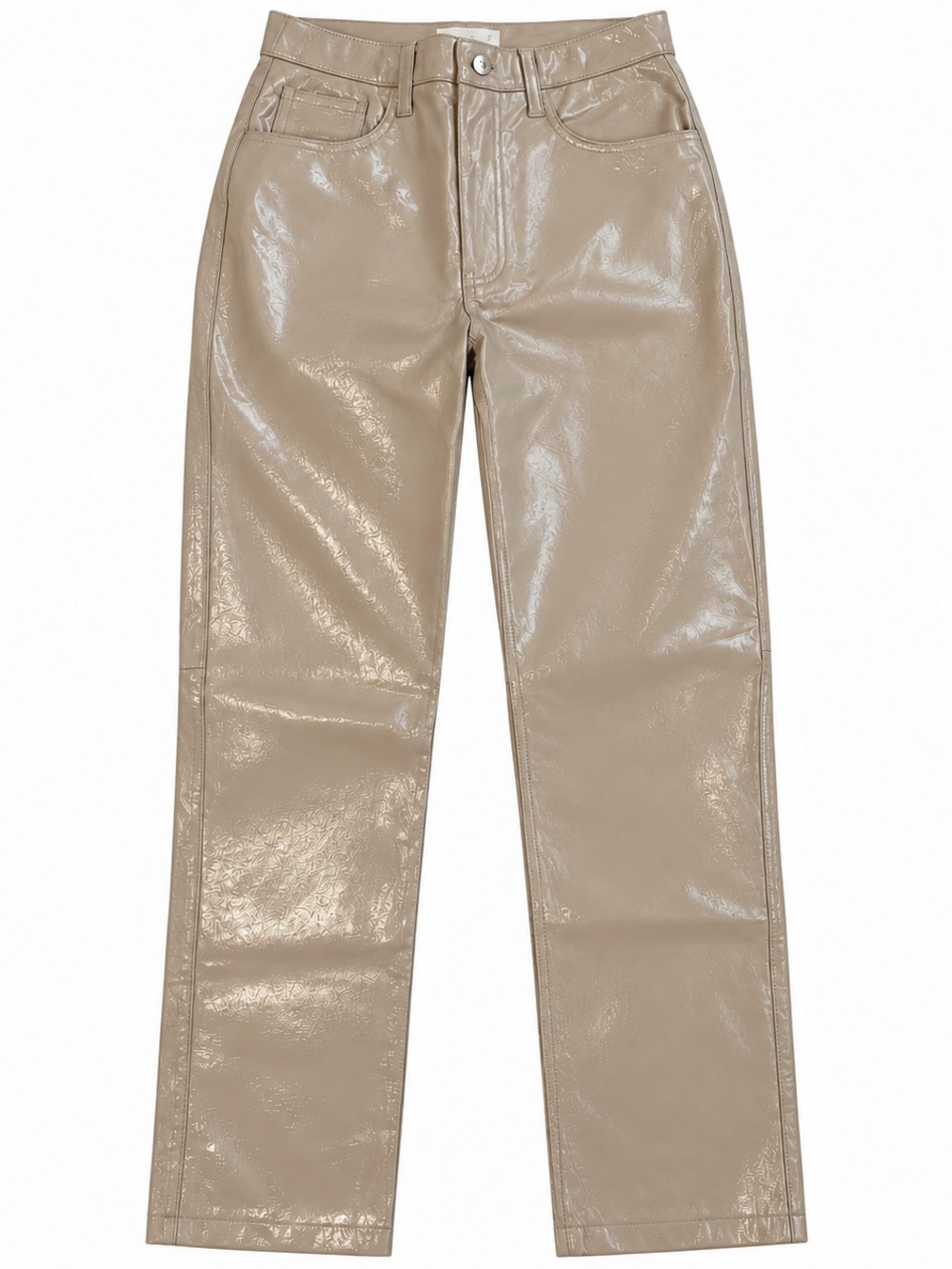 Abercrombie & Fitch Curve Love 90s Straight Pants 26/2 Taupe Glossy High Rise